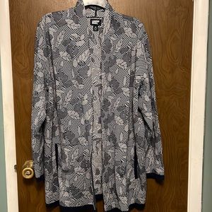 Lands’ End navy blue and white open cardigan size 1X